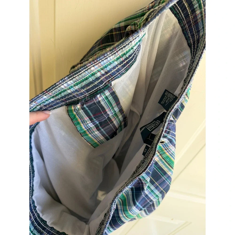 Vintage Men's Polo Ralph Lauren XL‎ Classic Plaid Multi-Color Print Swim Trunks